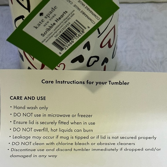 Kate Spade scribble hearts 17oz water bottle - Picture 5 of 5